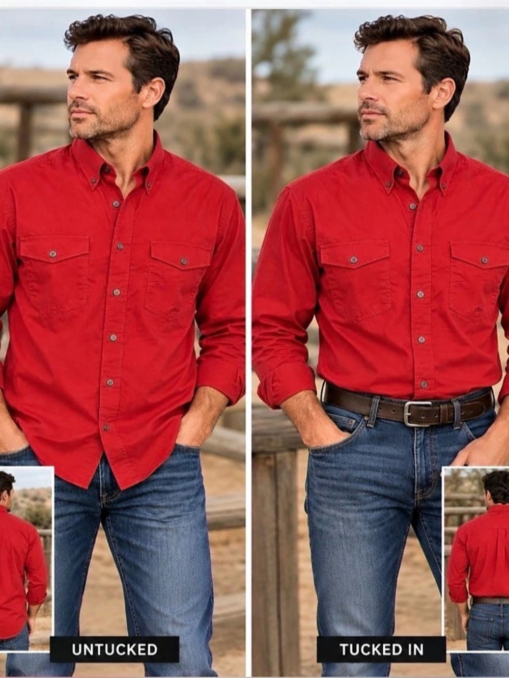 Roper Men’s Large Red Western Button Down Long Sleeve Shirt Cowboy